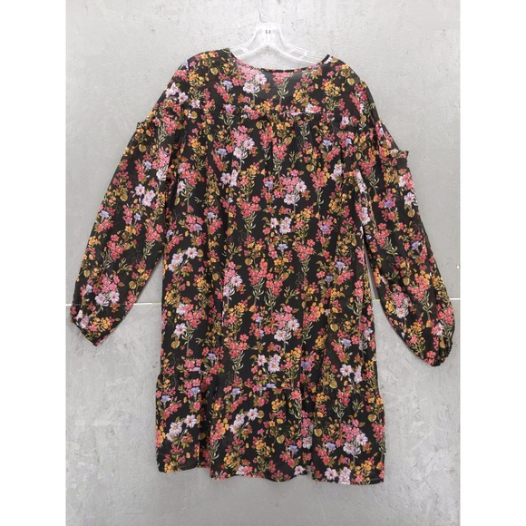 Time and Tru Floral Print Long Sleeve Casual Dress Tunic Ruffle Sz XXL - Picture 9 of 9